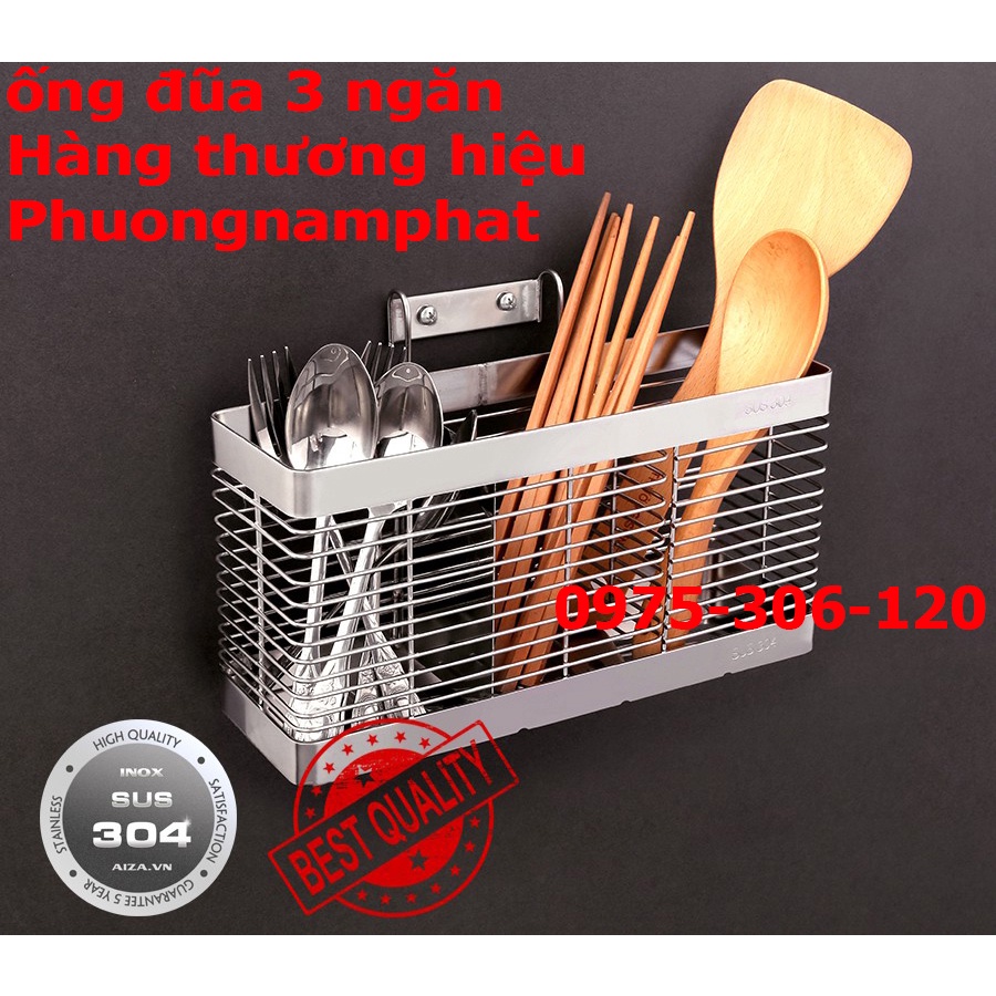 [HÀNG THƯƠNG HIỆU] Ống Đũa Muỗng 100% inox 304 OĐ12 ỐNG ĐŨA VUÔNG 3 NGĂN, hàng đặt xưởng inox 304 chuẩn chống han rỉ