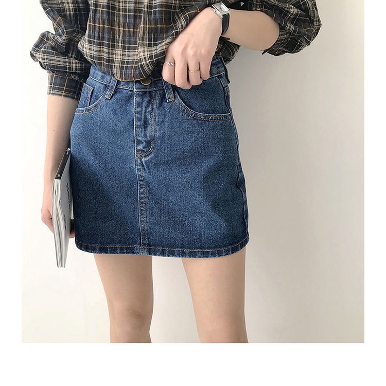 Chân váy jean ngắn dáng trơn 2022, chân váy bò dáng ngắn trơn hàng Quảng Châu