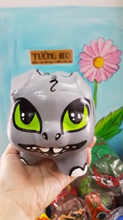 Heo đất handmade - rồng bóng đêm