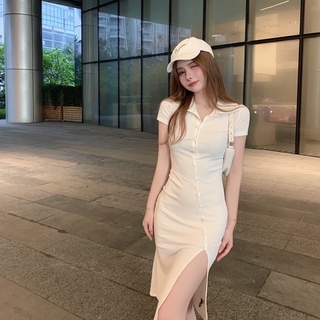 Đầm ôm body xẻ đùi Ulzzang(sẵn)