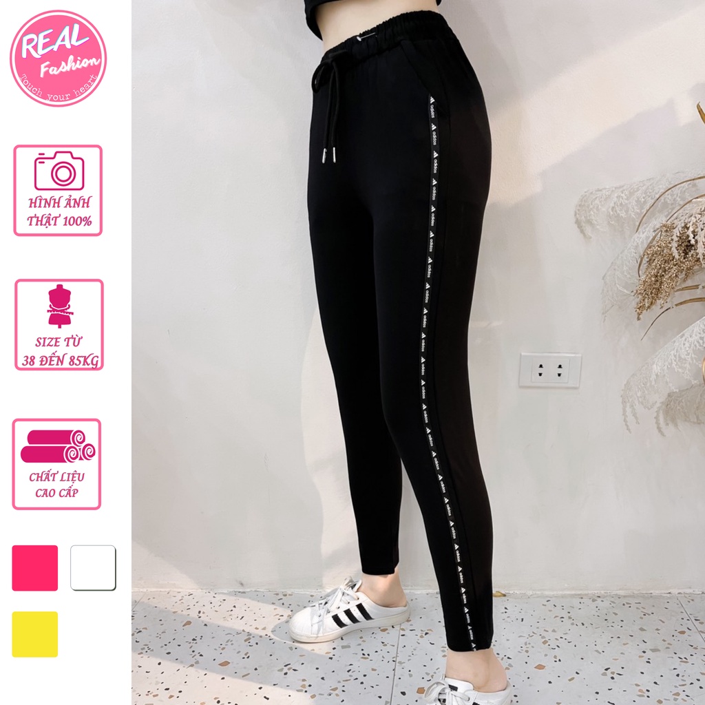 Quần jogger nữ, quần thể thao nữ phối sọc lưng chun co giãn thoải mái,chất liệu dày dặn bigsize đến 85kg- Real Fashion