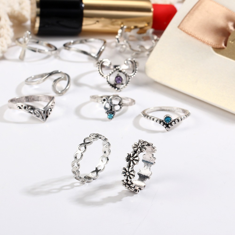 Nhẫn Nữ Đính Đá Ngọc Lam Phong Cách Bohemian