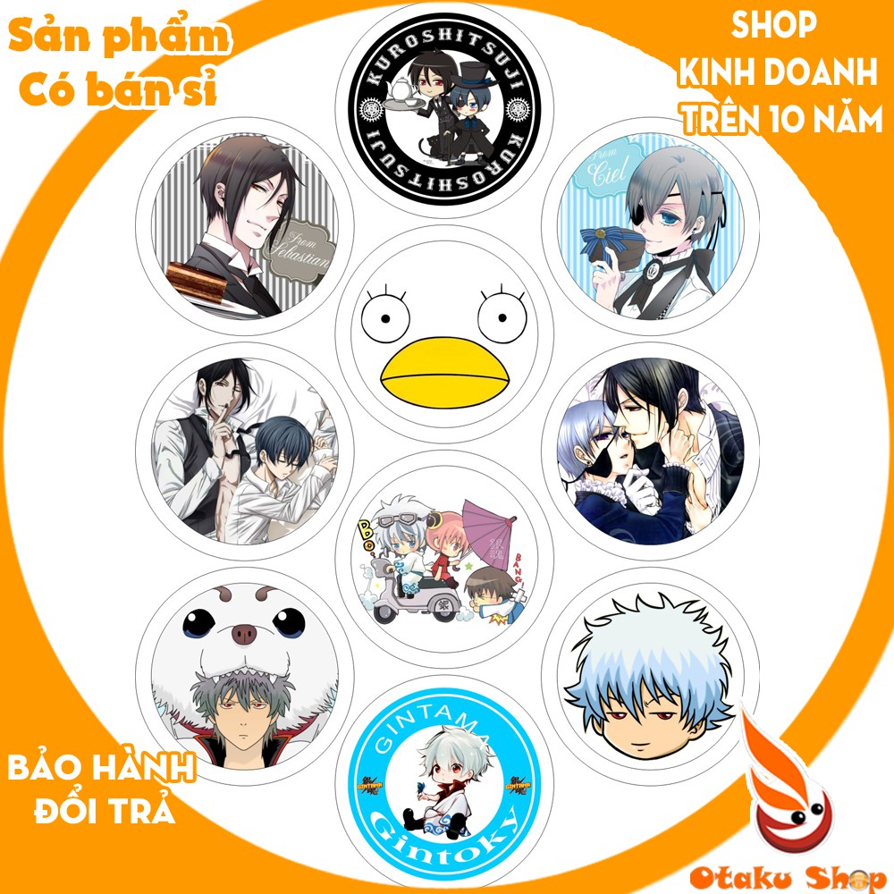 <20/640 MẪU> Huy hiệu anime Hắc Quản Gia-kuroshitsuji, Lớp Học Ám Sát Assassination Classroom,Linh Hồn Bạc Gintama,Umaru