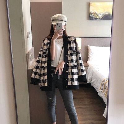 Áo Cadigan Len Kẻ Ô Fom rộng | BigBuy360 - bigbuy360.vn