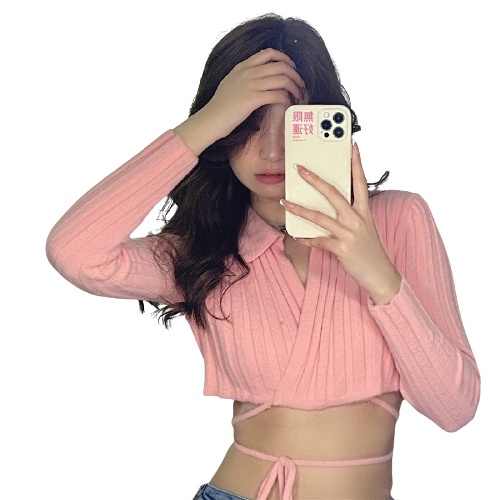 QKOOLE  Áo khoác cardigan dệt kim tay dài màu trơn phong cách Hàn Quốc thời trang dành cho nữ