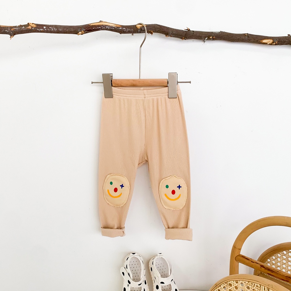 Quần Legging Cotton Mềm Mại In Họa Tiết Mặt Cười Dễ Thương Cho Bé Sơ Sinh 0-24 Tháng Tuổi