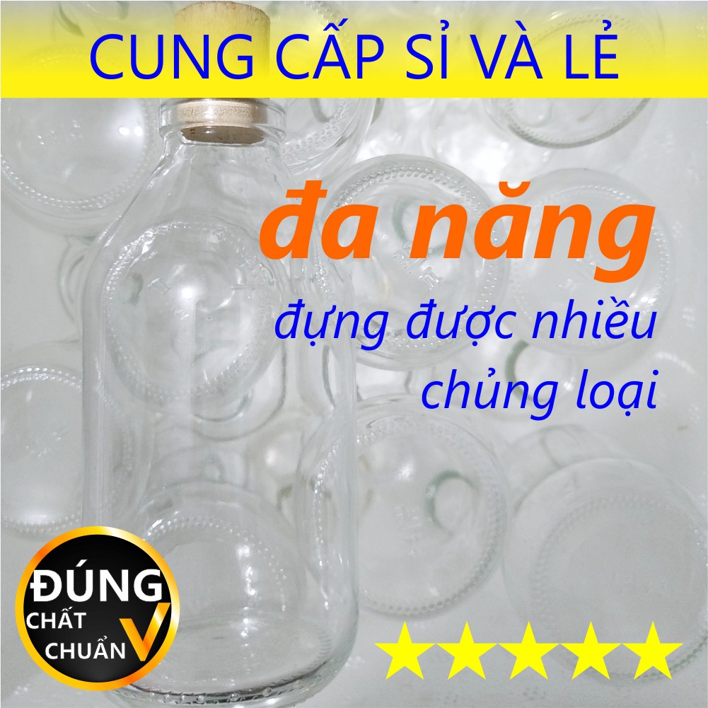 HŨ CHAI LỌ THỦY TINH 300ML NÚT BẦN GỖ ĐỰNG NƯỚC ÉP SINH TỐ TRÀ SỮA CAFE NGŨ CỐC CÁM GẠO DẦU DỪA CÁC LOẠI HẠT QUÀ TẶNG