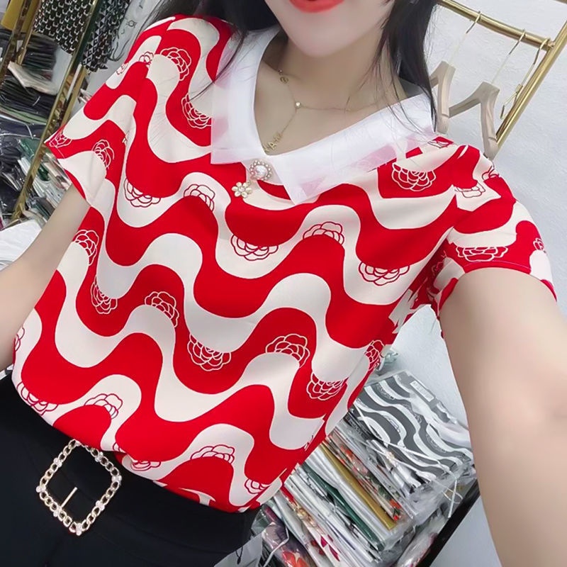 Áo Sơ Mi Voan Ngắn Tay Họa Tiết Sọc Thời Trang Dành Cho Nữ