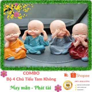 Bộ 4 Chú Tiểu để ÔTÔ - May Mắn - Phát Tài