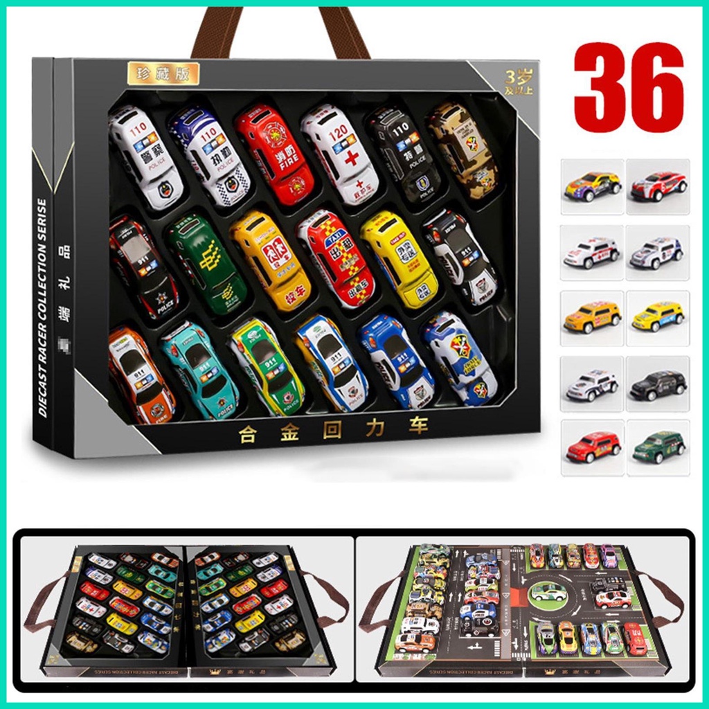 Bộ 36 Mô Hình Xe Hơi Đồ Chơi Mini Kéo Lưng Ma Sát An Toàn Thích Hợp Làm Quà Tặng Phục Sinh Cho Bé