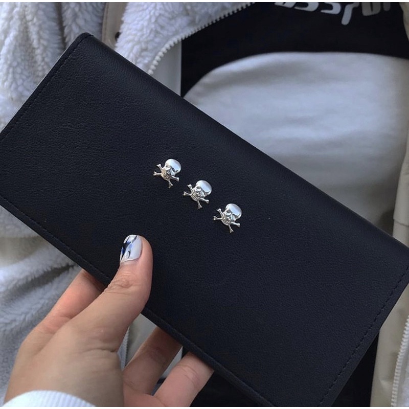 Ví da Ví đầu lâu Đen 10*19cm