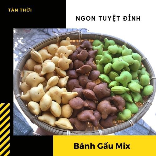 (Đặc Biệt) Bánh Gấu Mix 3 Vị Siêu Thơm Ngon - Ăn Vặt Tuổi Thơ Hủ 450g