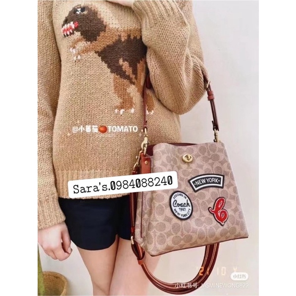 Túi Coach Bucket willow hoạ tiết C6868 sale