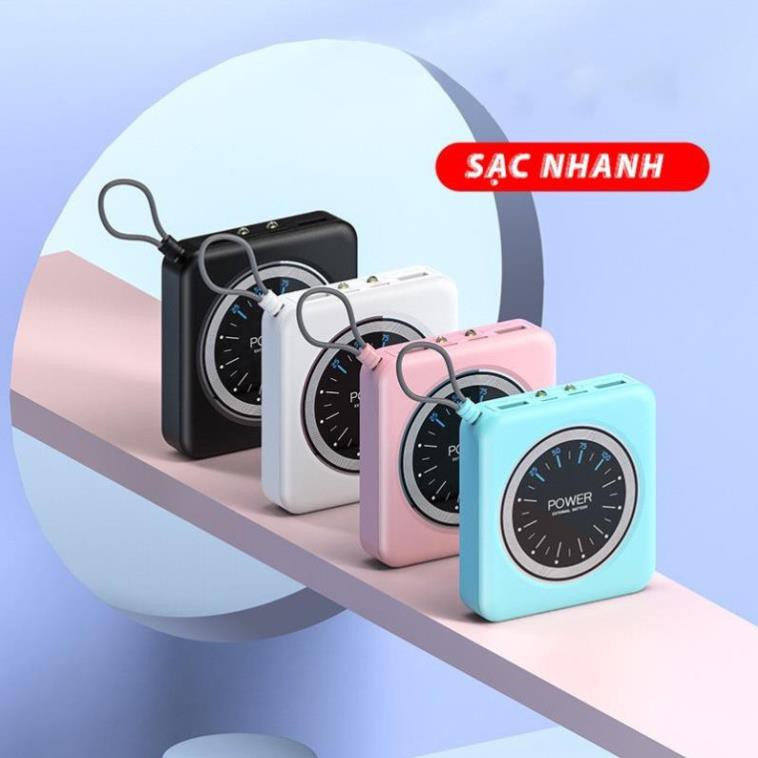 Sạc Dự Phòng Power Bank Thiết Kế Mặt Đồng Hồ Hiển Thị Dung Lượng Pin Hỗ Trợ Sạc Nhanh Sạc An Toàn  [HÀNG XỊN]