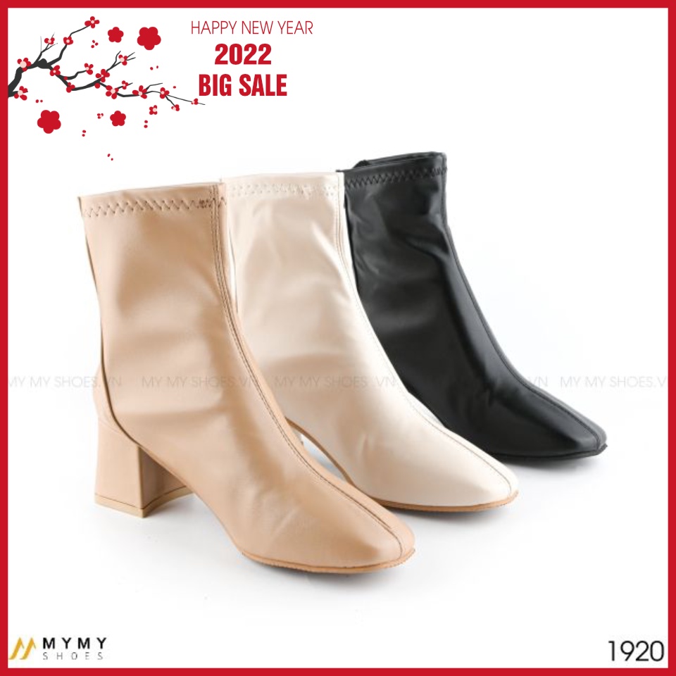 1920 Boot da lì khóa sau mũi vuông gót vuông 5p