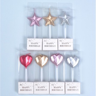 Que Cắm Trang Trí Bánh Sinh Nhật Hình Ngôi Sao Trái Tim