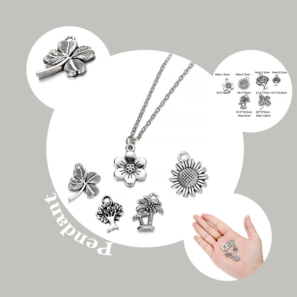 6 Mặt dây chuyền làm từ hợp kim bạc tây tạng hình bông hoa dễ thương