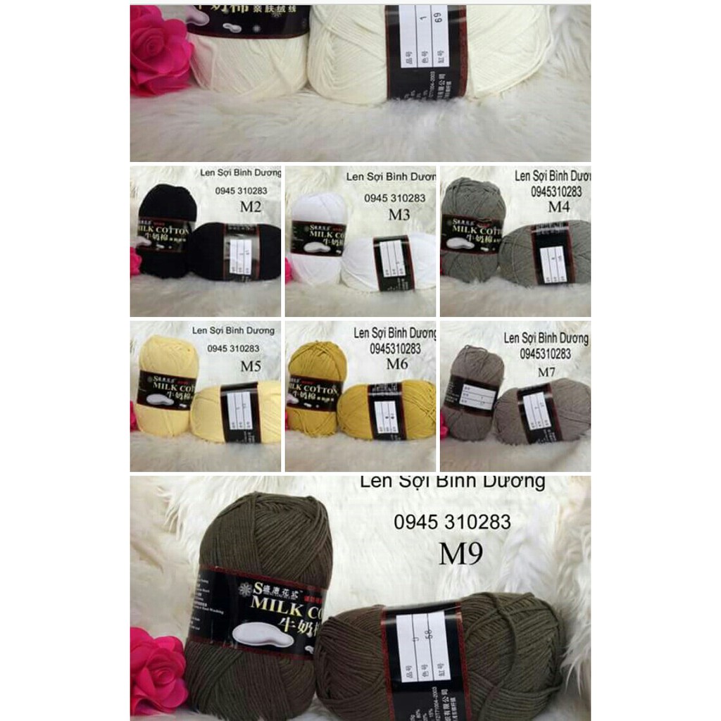 Cotton Milk 125g  Len Đan Móc Khăn, Áo, Nón