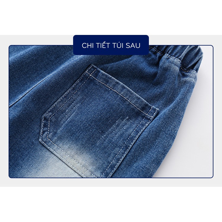 Quần Jean cho bé WELLKIDS quần short Jean họa tiết túi sau chất bò mềm hàng xuất Âu Mỹ