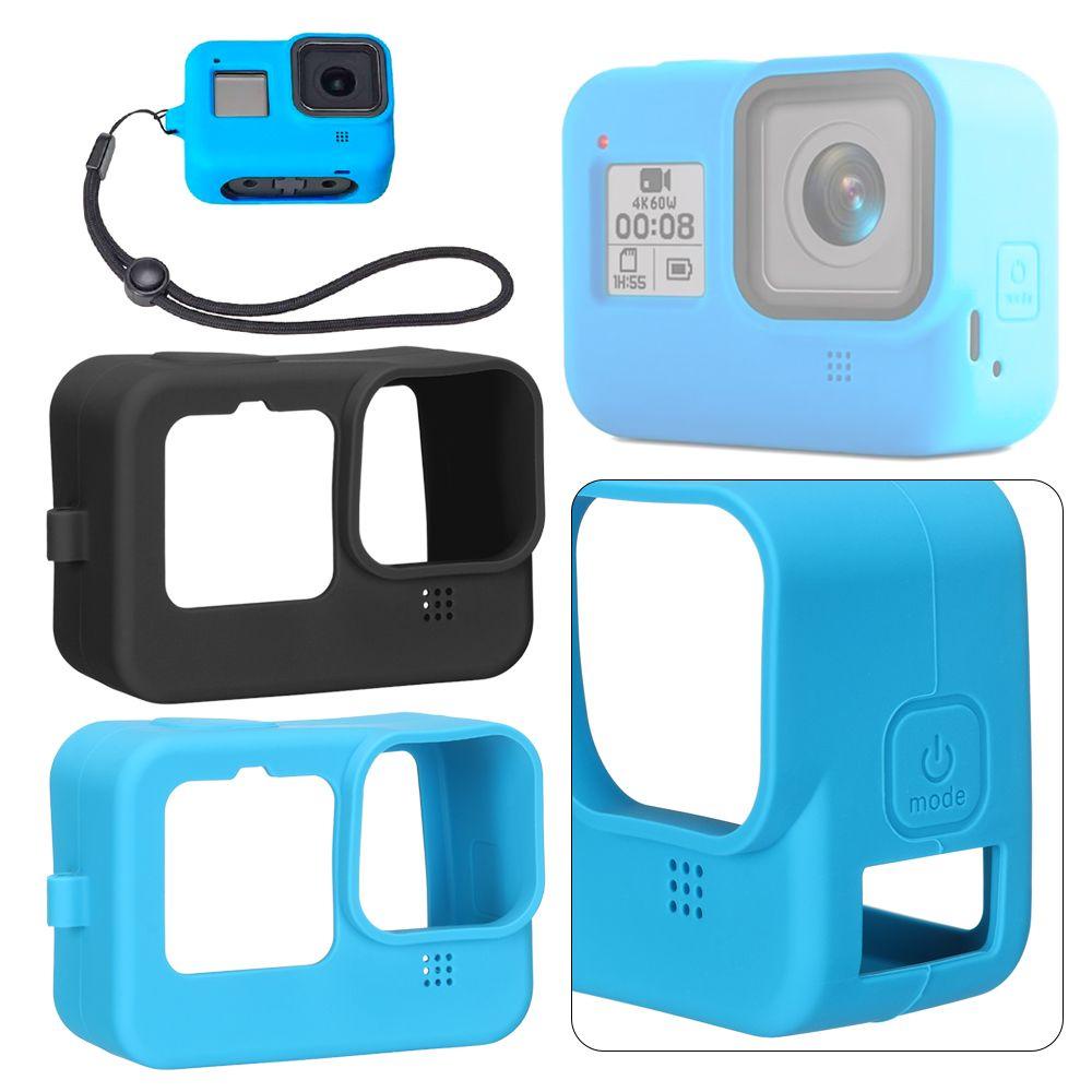 BTLIMER Vỏ Silicone Mềm Chống Trầy Xước Bảo Vệ Ống Kính Máy Ảnh Kèm Dây Đeo Cho Gopro Hero 10 Đen