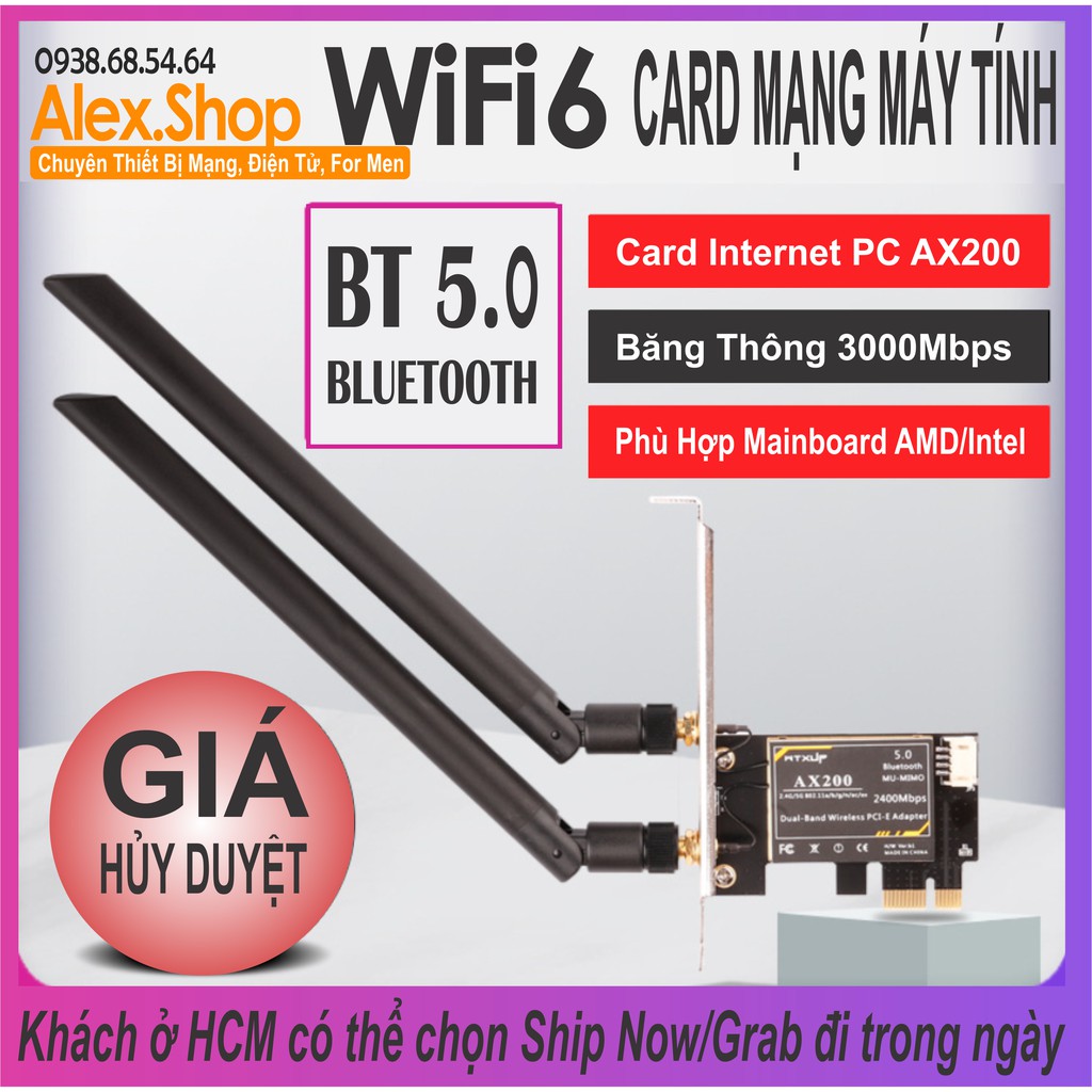 Card Mạng Wifi Intel. AX200 Wifi 6/N1202 Giao Tiếp PCIE - Bảo Hành 12 Tháng | BigBuy360 - bigbuy360.vn