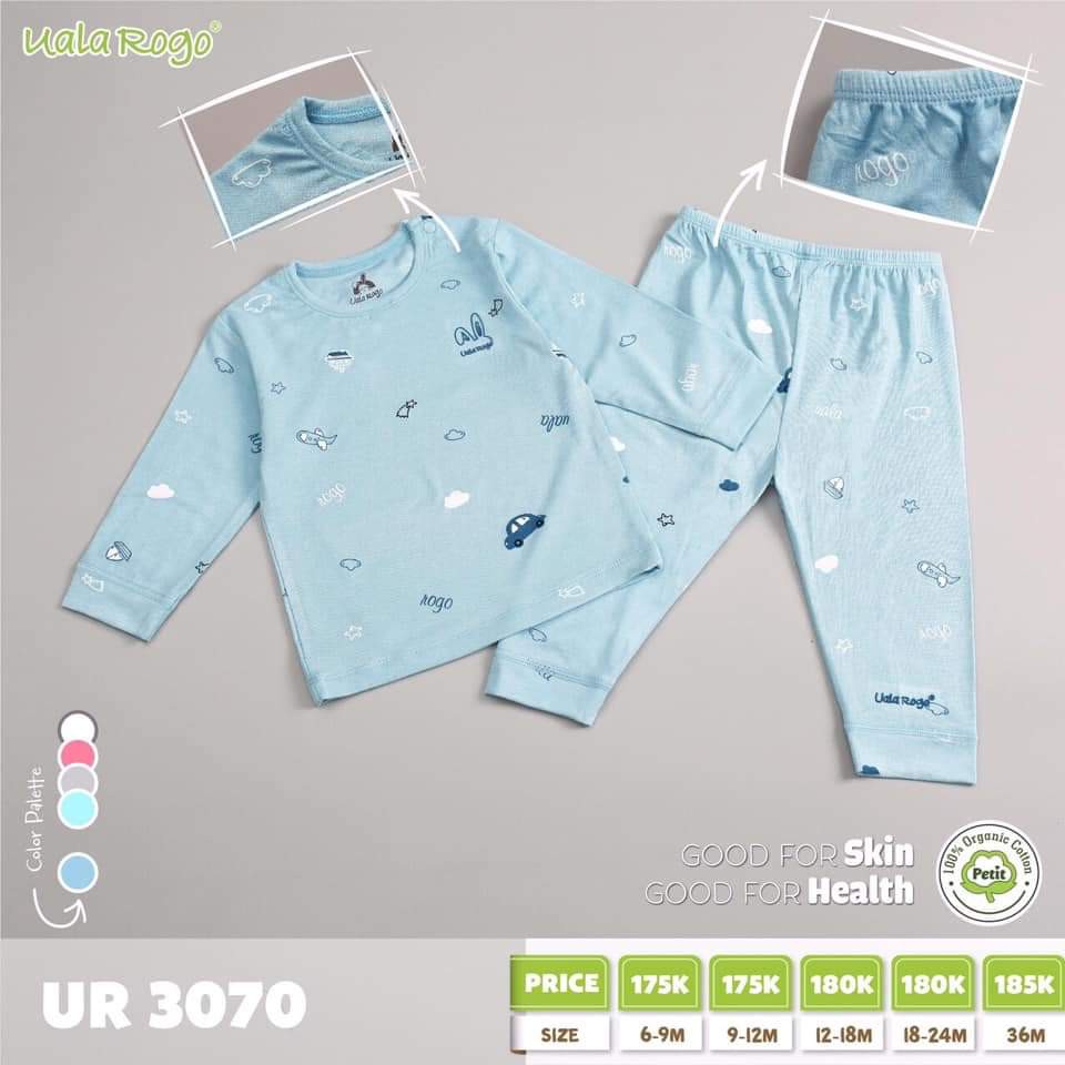 Bộ dài tay peptit Ualarogo UR3070 cao cấp, bộ cài vai họa tiết