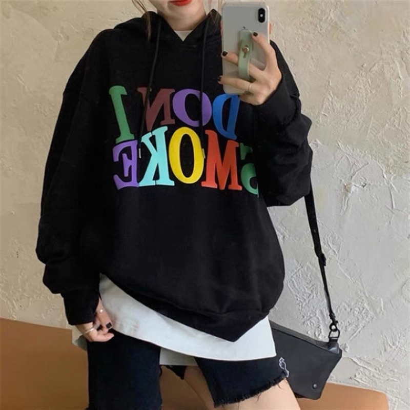 Áo Hoodie no smoke chữ màu nổi bật cá tính