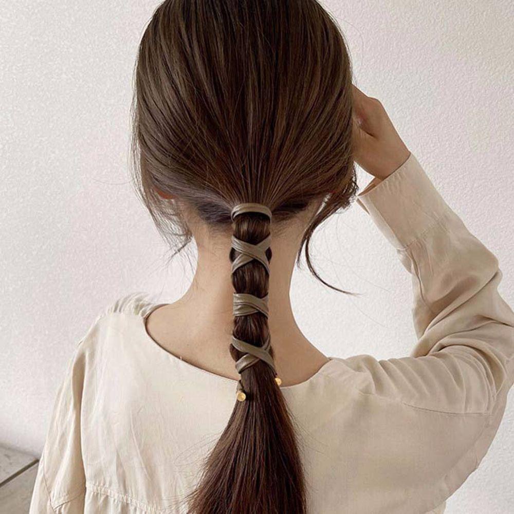 MXGOODS Dây Buộc Tóc Da PU Phong Cách Hàn Quốc Ngọt Ngào Cho Nữ