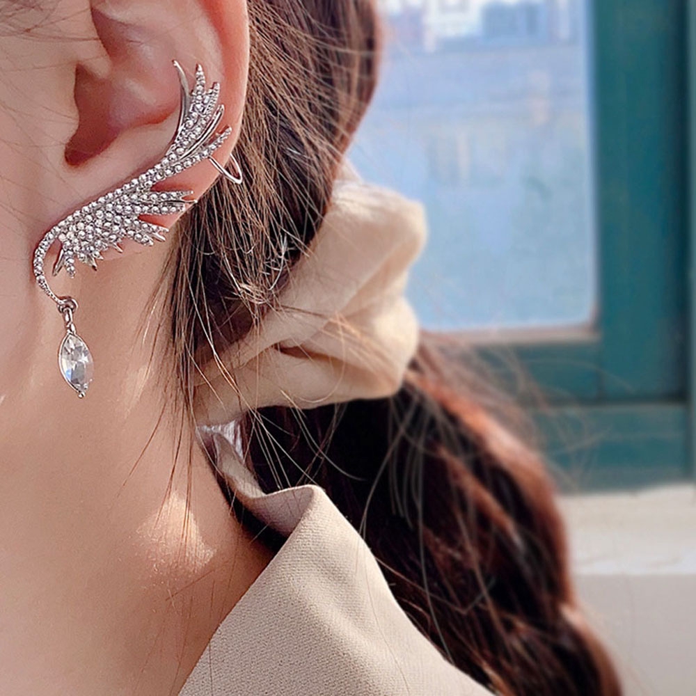 MXGOODS Hanging Zircon Angel Wings Jewelry|Stud Erring
