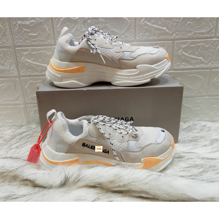 [XẢ KHO] SALE- HOT GIÀY BALENCIAGA Triple S thể thao nam nữ sneaker cao cấp trắng viền vàng, size 36-43....