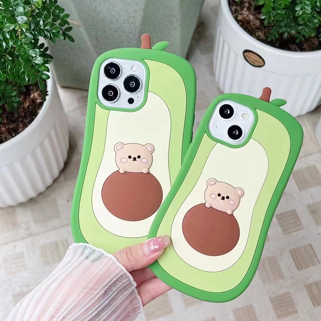 Ốp Điện Thoại Silicone tpu Mềm Họa Tiết Quả Bơ 3D Cho Iphone 12 pro max 11 pro max xs max xr x 13promax