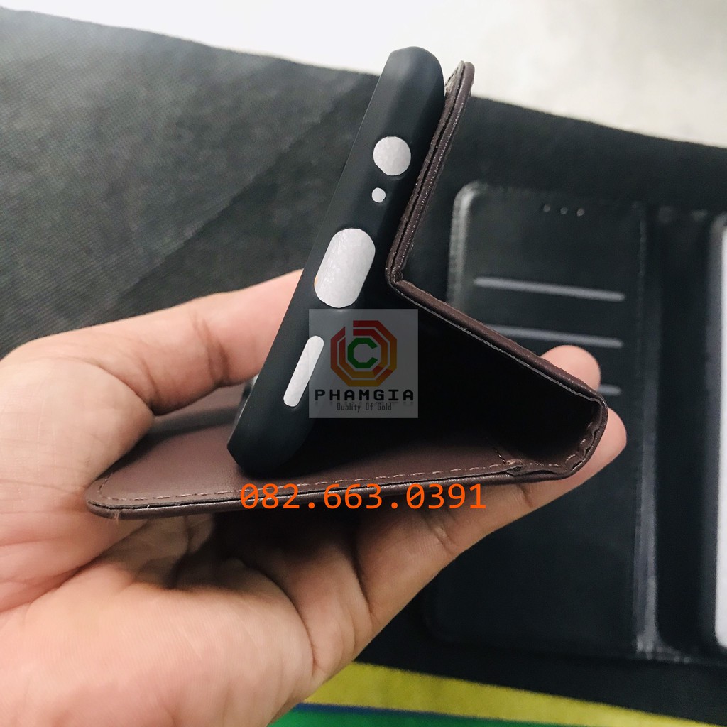 Bao da Vsmart Joy 3, Active 3 da cao cấp, có ngăn thẻ, chống xem phim (không quai gài)