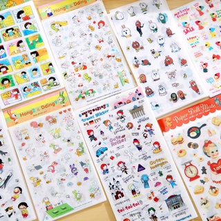 Enjoymore Set 6 Tờ Sticker PVC Trên 200 Miếng Dán Chữ Hàn Quốc Chất Lượng Trang Trí Sổ Planner Bullet Journal Trong Suốt