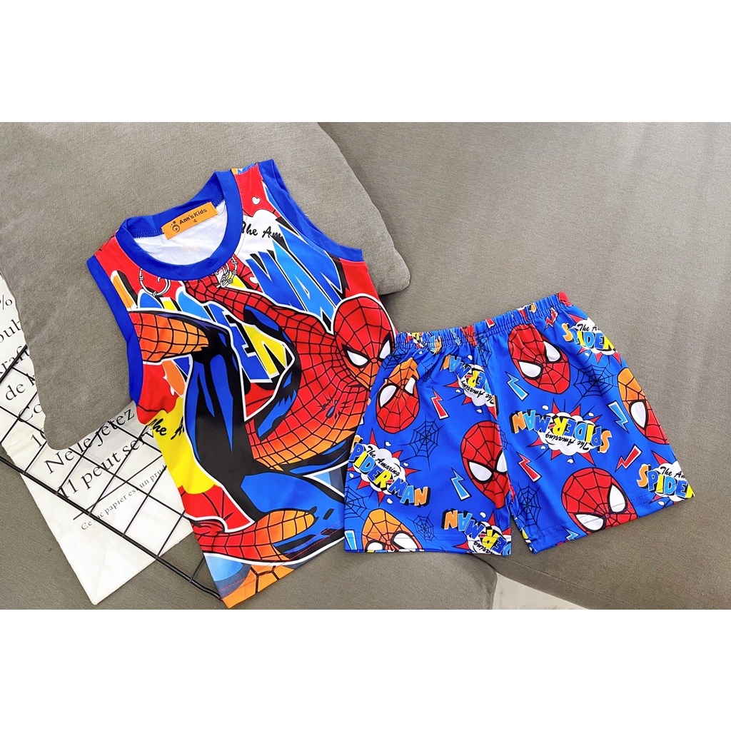 Đồ bộ bé trai size đại 22-40kg kiểu sát nách vải thun lạnh 3D Jennie kids J482