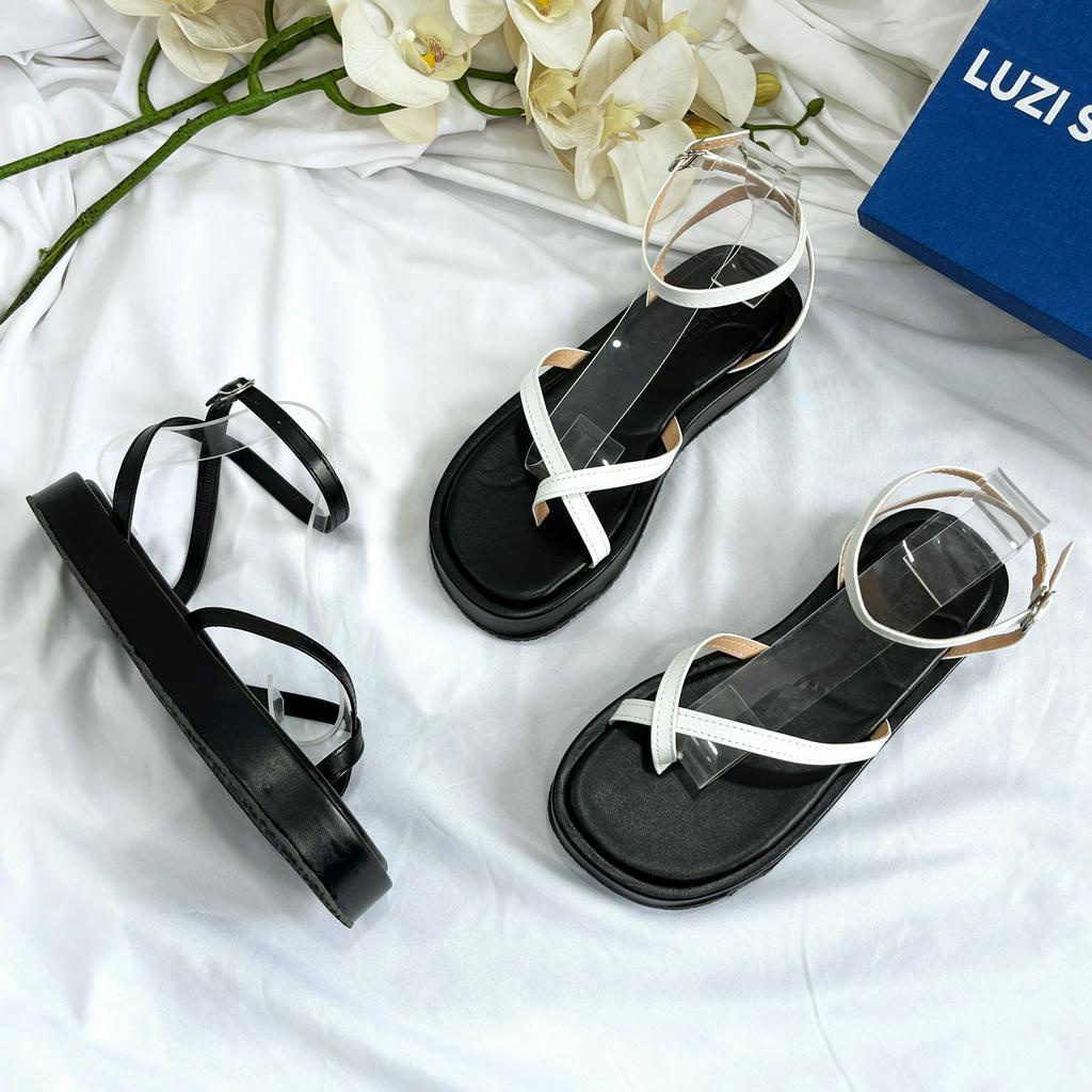 Sandal đi biển xỏ ngón đế xuồng cao 3p, Dép nữ bánh mì đế cao 3p xỏ ngón có quai hậu đi chơi mùa hè m131