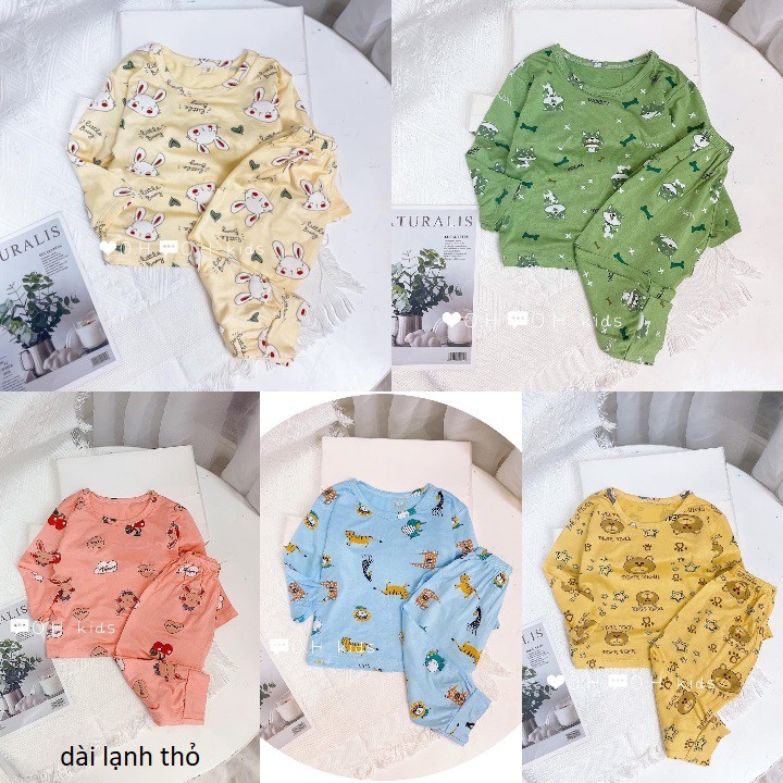 Bộ dài tay thun lạnh MinkyMom bé trai/bé gái size 3-14kg ( set dài lạnh thỏ)