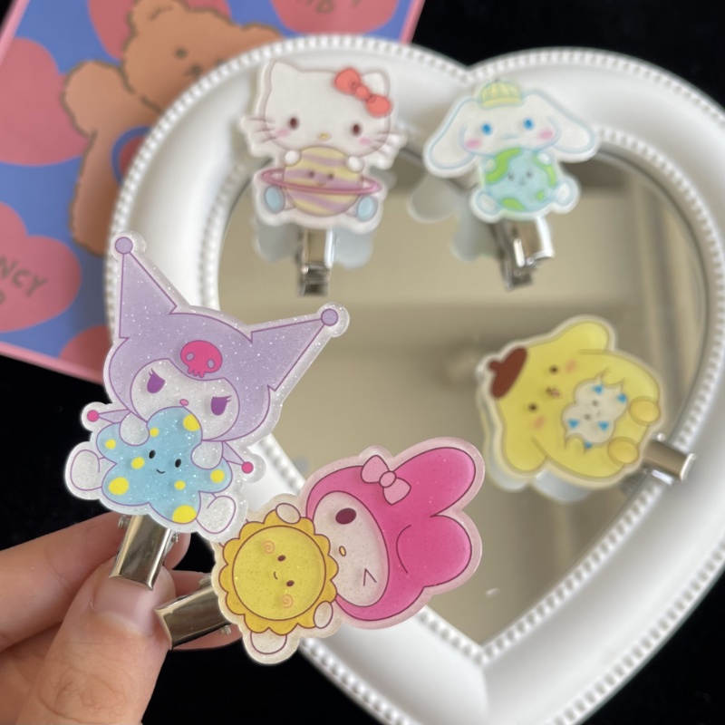 Kẹp Tóc / Kẹp Tóc Hoạt Hình Sanrio Kulome / Cún / Hello Kitty Bằng Acrylic Phát Sáng Phong Cách Hàn