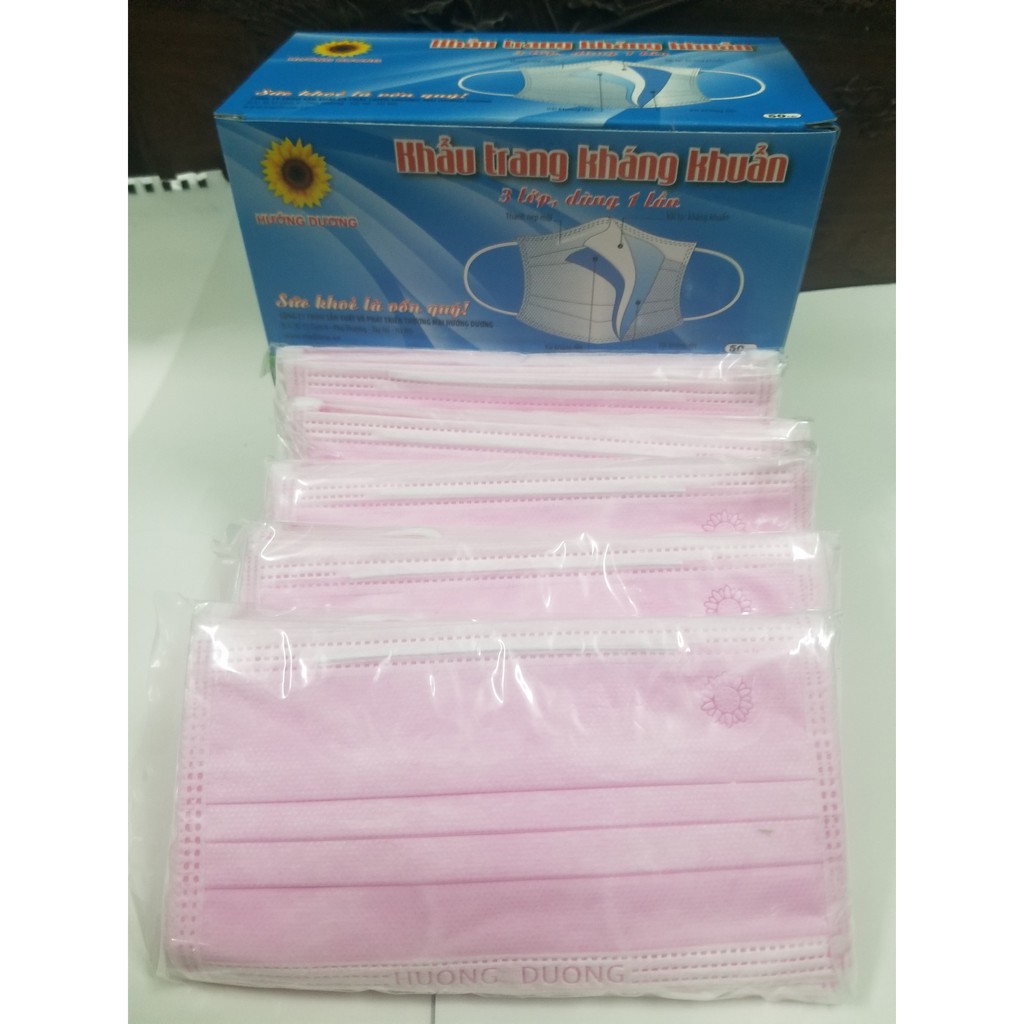 Khẩu trang kháng khuẩn 😷Freeship😷 Hướng Dương  3 lớp Xanh/trắng/hồng (túi 10c) | BigBuy360 - bigbuy360.vn