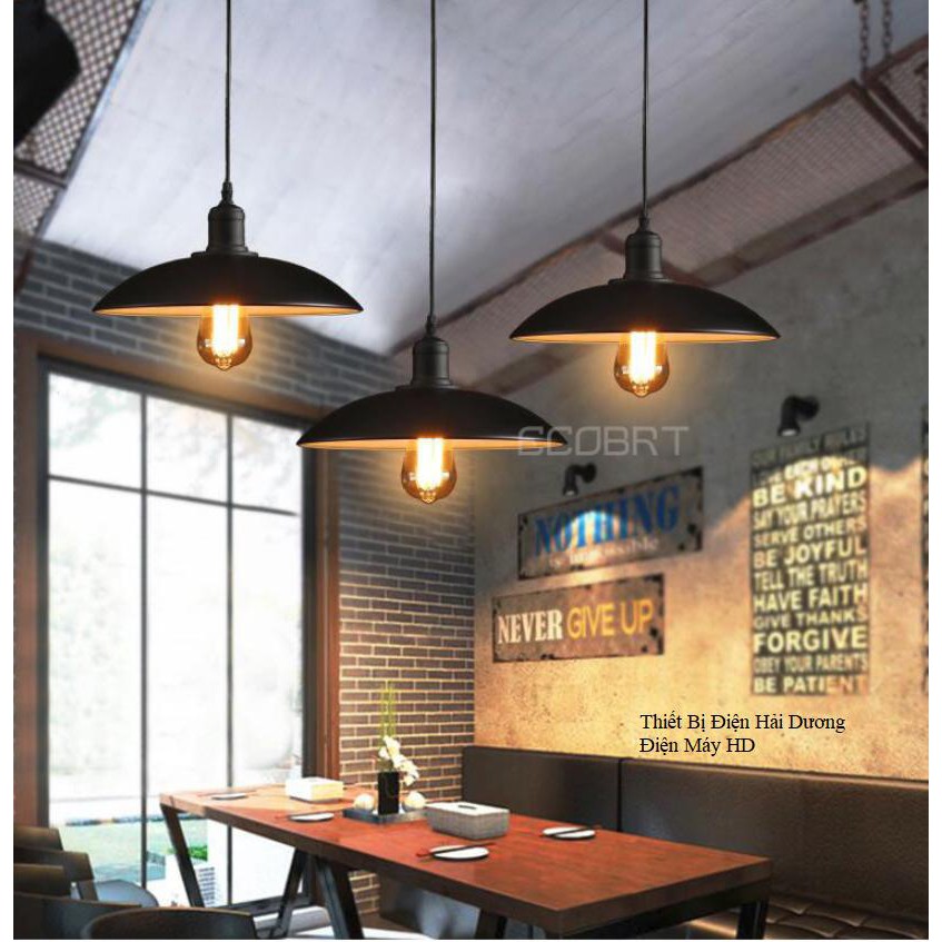 Chao đèn thả trang trí hình đĩa TN021 (Đen) - Tặng kèm bóng led 3w - Energy Green Lighting - Bảo hành 12 tháng