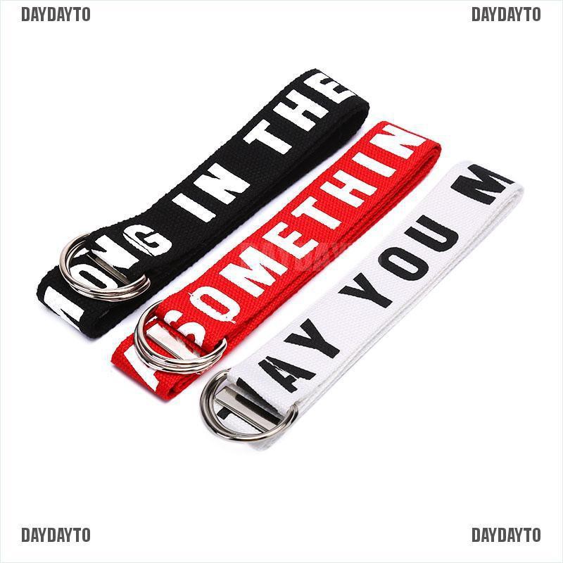 Thắt lưng vải canvas phối vòng chữ D đôi phong cách Harajuku thời trang cho nam và nữ