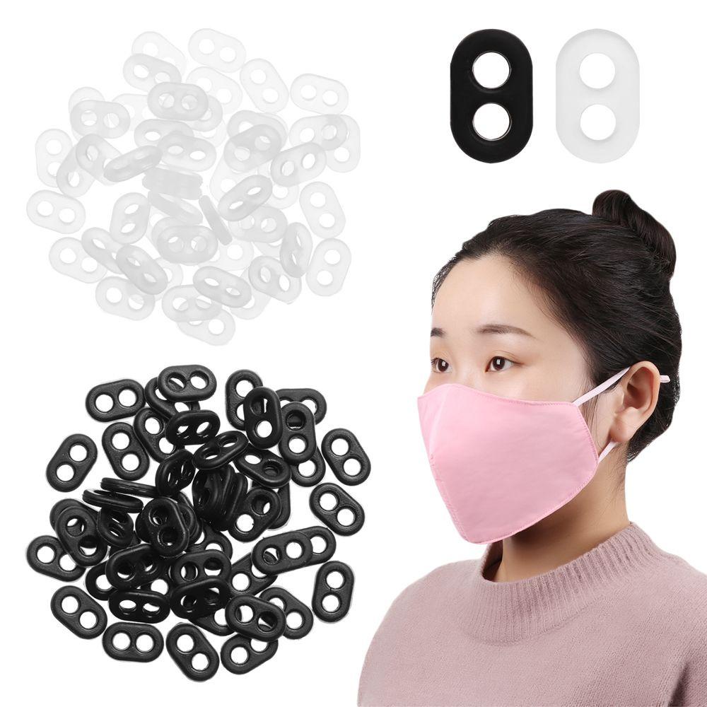 Set 50 / 100 Nút Cài Hai Lỗ Gắn Dây Đeo Tai Co Giãn Chống Trượt
