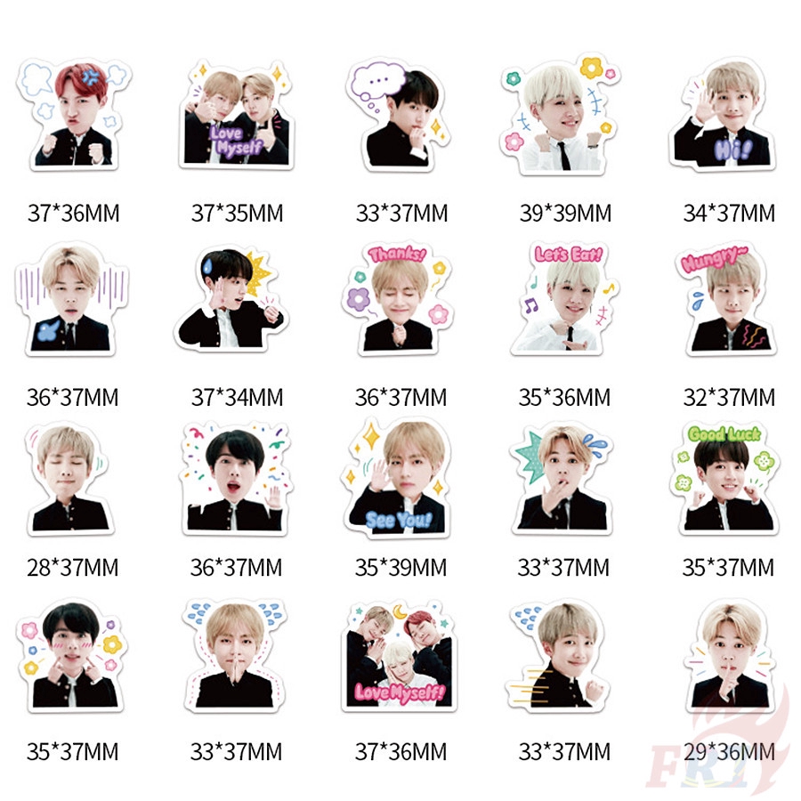 Set 40 Miếng Dán Trang Trí Hình Các Thành Viên Nhóm Nhạc Bts