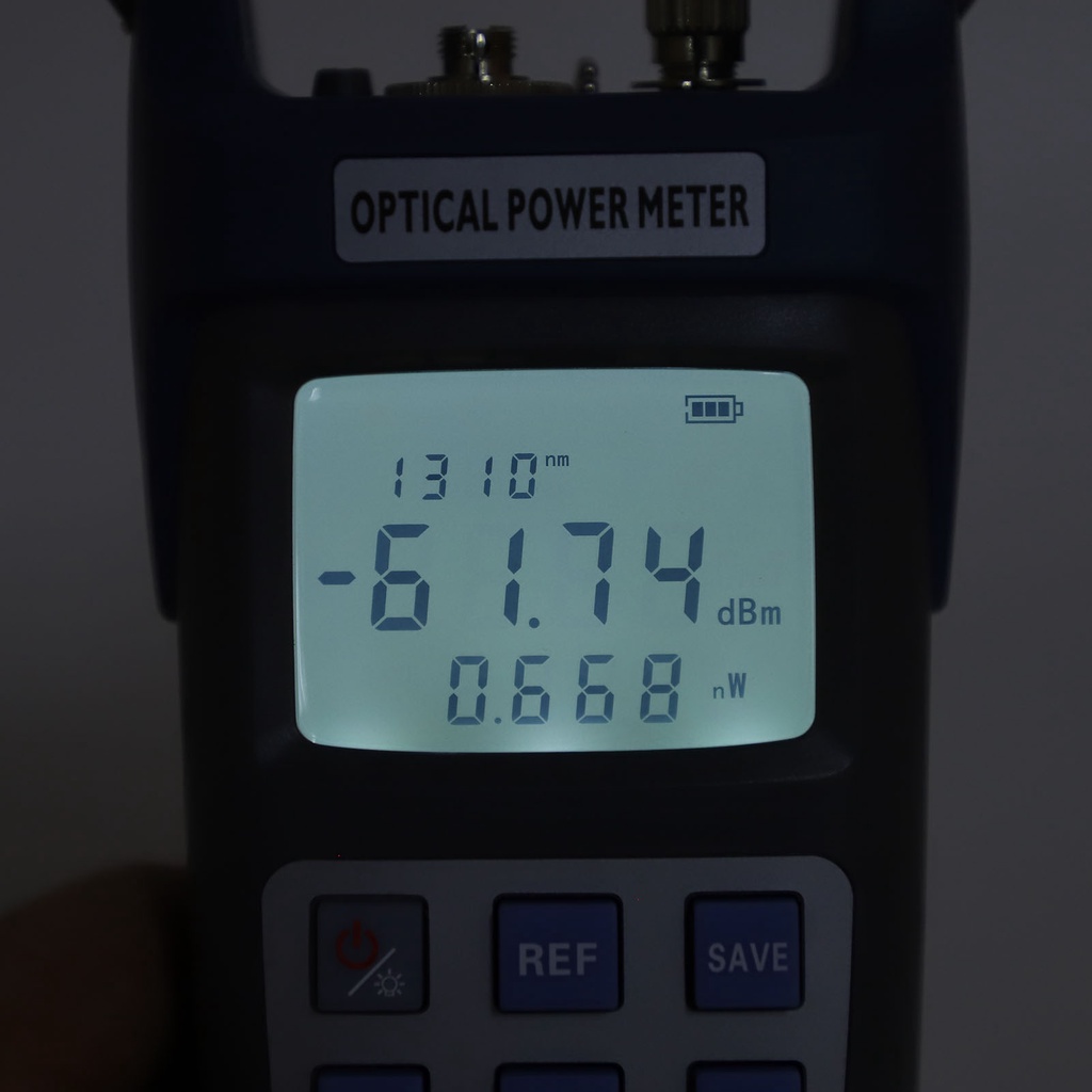 Máy đo công suất quang Chức năng hiệu chỉnh chip nhạy cảm dò cáp mạnh mẽ 15KM 15MW ‑70 đến + 10dbm Helium066