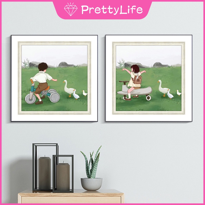 Bộ Tranh Đính Đá 5D Tự Làm 30x30cm / 40x40cm Hình Cặp Đôi Trang Trí Nhà Cửa