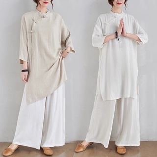 Có ảnh thật bộ set áo cổ trang kiểu trung hoa trung quốc hán phục đi lễ ngồi thiền