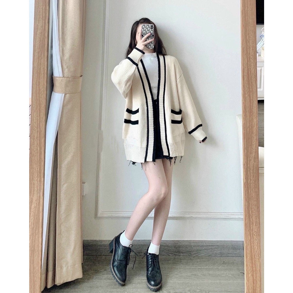 [ÁO CHOÀNG] Cardigan Nữ Trơn Dáng Rộng, Áo Khoác Len Tay Dài Phong Cách Hàn Quốc