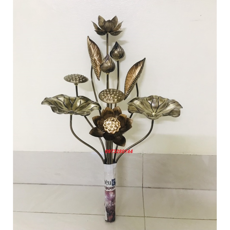 Hoa sen đồng 10 cành giả cổ cao 70cm