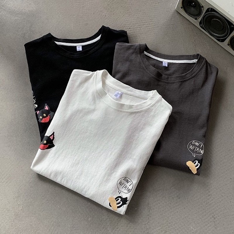 Áo phông nam nữ unisex tay lỡ thun form rộng CHIBI HH teen cổ tròn oversize cotton giá rẻ màu đen trắng tee pull | BigBuy360 - bigbuy360.vn