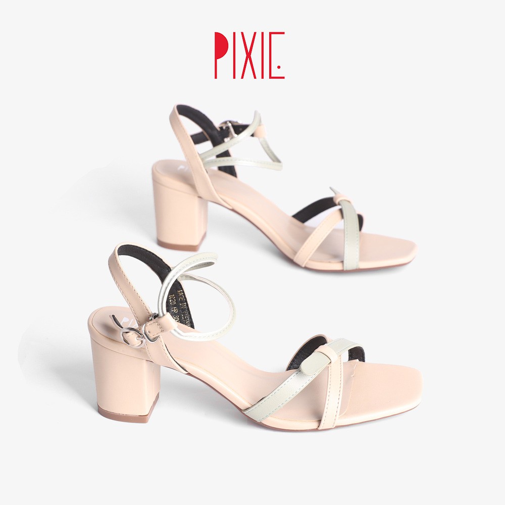 Giày Sandal Cao Gót 5cm Quai Chéo Mảnh Phối Màu 5cm Pixie X532