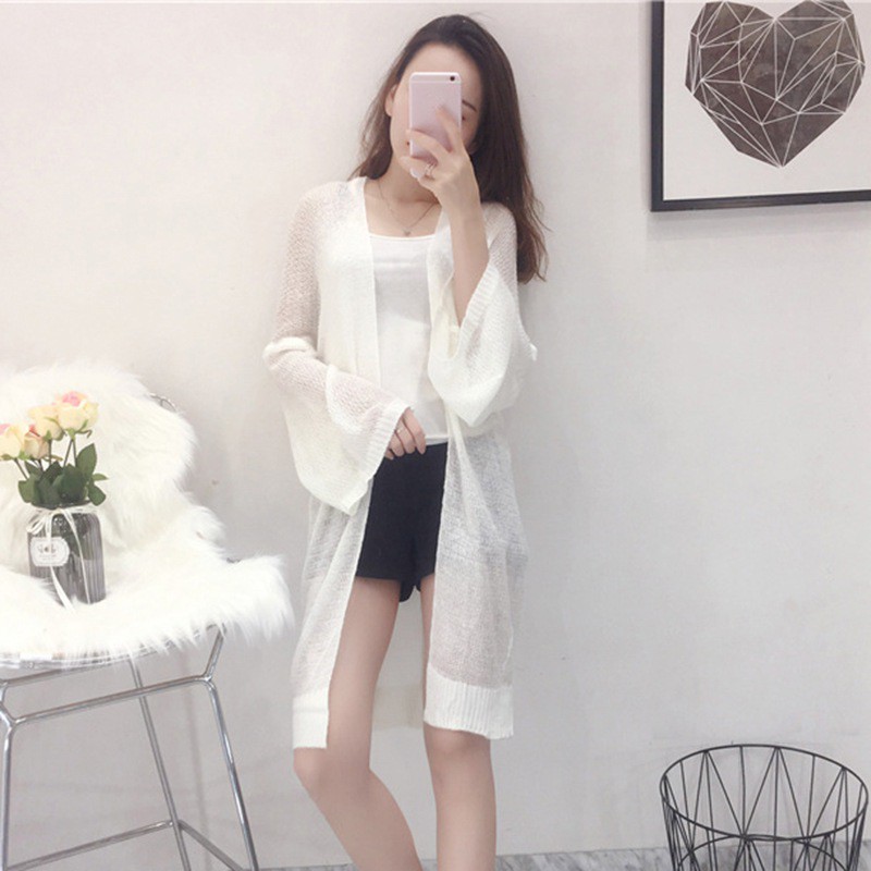 [Baywellfashion]Áo khoác Cardigan dệt kim vải mỏng dáng dài thiết kế hợp thời trang dành cho nữ | BigBuy360 - bigbuy360.vn
